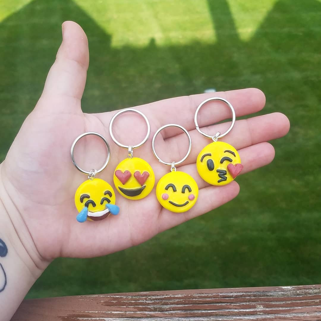 Emoji Keychain Etsy - emoji handmade keychains polymer clay